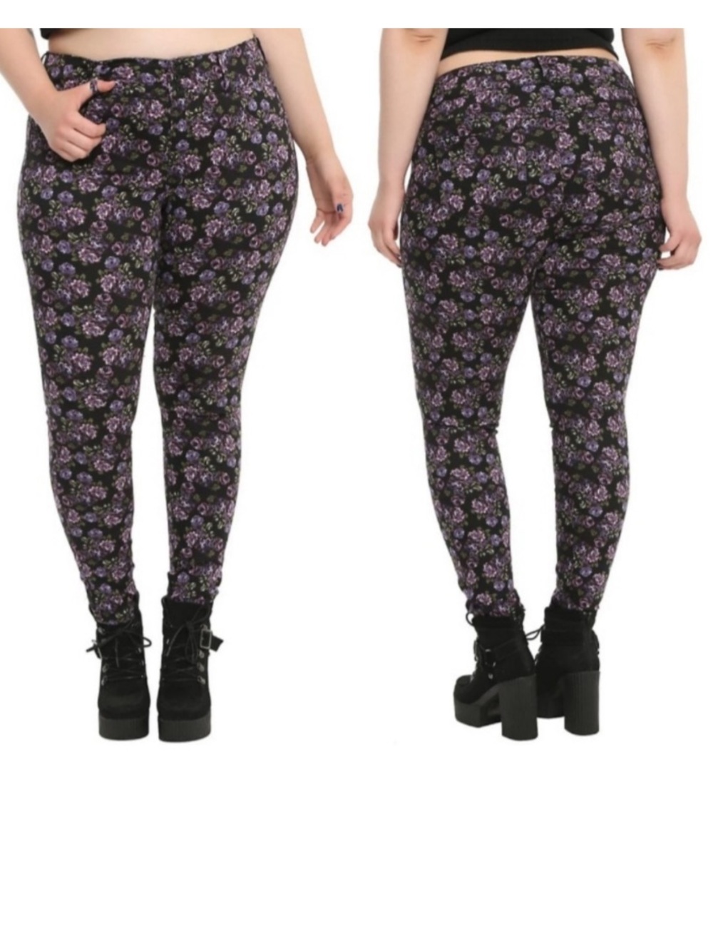 Blackheart Skinny Floral Jeans Purple Rose Excellent Condition 16